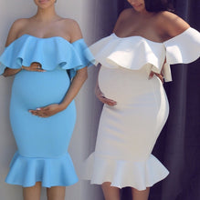 Load image into Gallery viewer, Women Elastic Pregnant Women Ruffles Dress