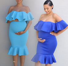 Load image into Gallery viewer, Women Elastic Pregnant Women Ruffles Dress