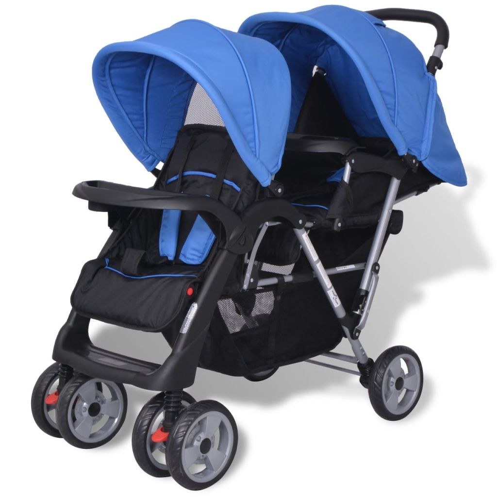  Double stroller Steel Blue and black