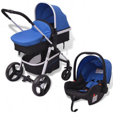 Load image into Gallery viewer, 3-in-1 aluminum stroller Blue and black