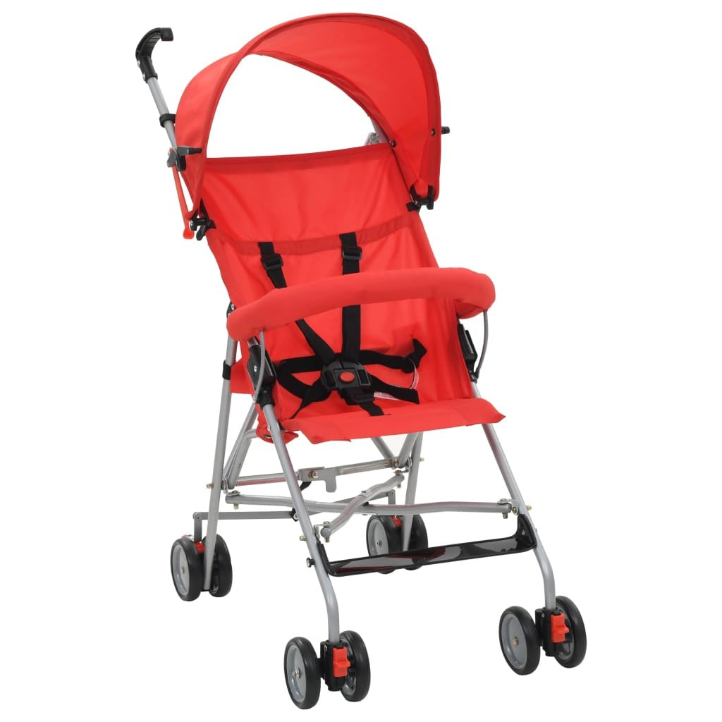 Red steel folding stroller