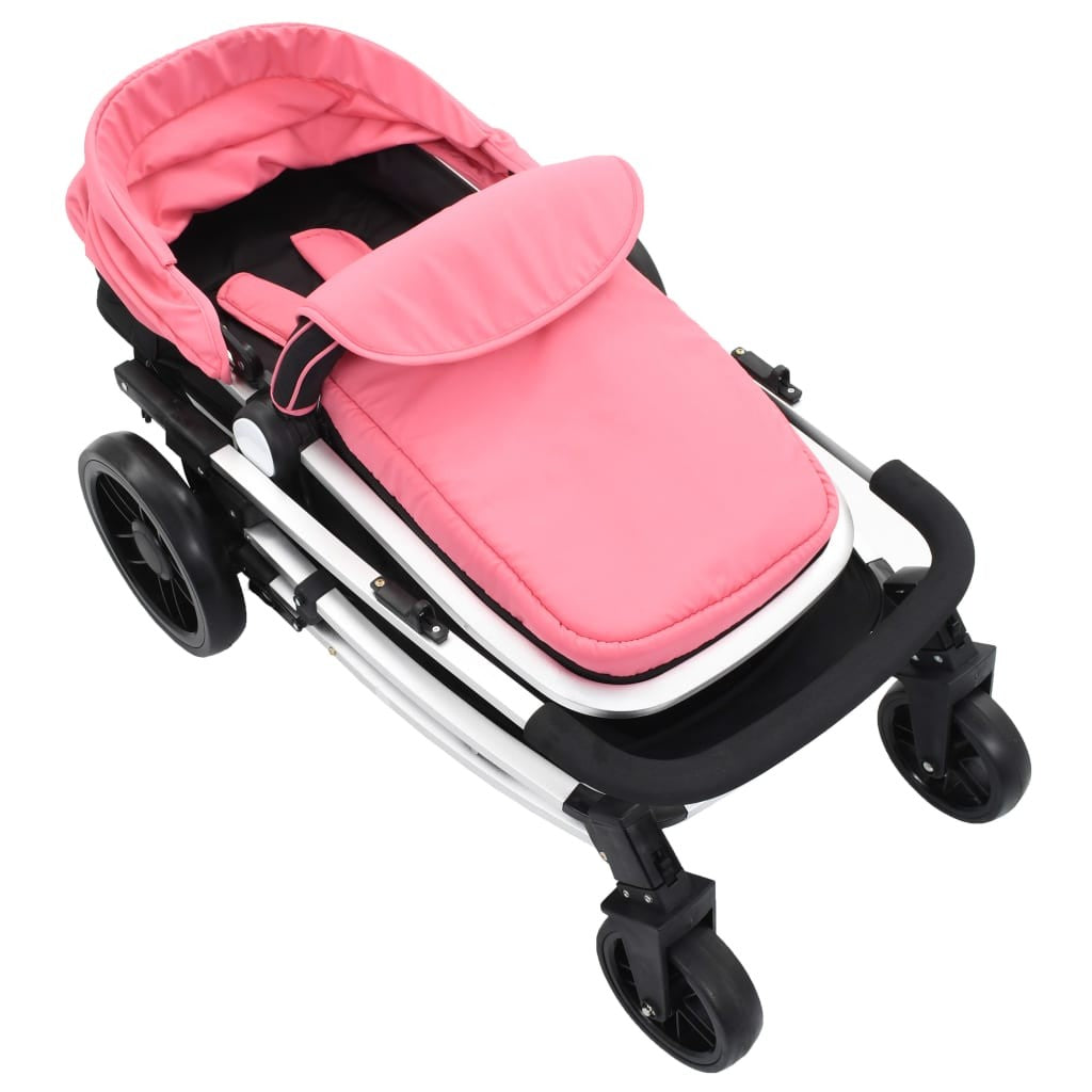 2-in-1 Stroller / Pram Pink and Black Aluminum
