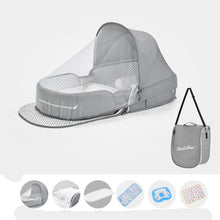 Load image into Gallery viewer, Baby Crib Multifunctional Folding Newborn Nest Toddler Bed Portable Sun Protection Mosquito Net Infant Camping Bed Travel Cot
