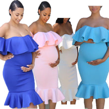 Load image into Gallery viewer, Women Elastic Pregnant Women Ruffles Dress
