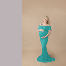 Load image into Gallery viewer, Mercerized cotton pregnant women ruffled collar trailing dress long skirt
