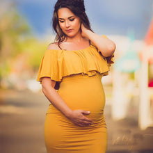 Load image into Gallery viewer, Mercerized cotton pregnant women ruffled collar trailing dress long skirt
