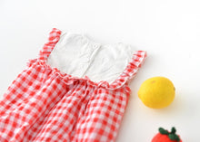 Load image into Gallery viewer, Baby plaid lace sleeves baby triangle romper baby kite clothes
