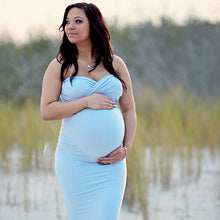 Load image into Gallery viewer, Pregnant Women Photo Shoot Wedding Dress Sleeveless Low-Cut Tail Dress
