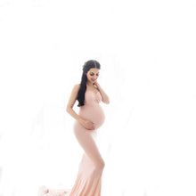 Load image into Gallery viewer, Pregnant Women Photo Shoot Wedding Dress Sleeveless Low-Cut Tail Dress

