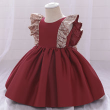Load image into Gallery viewer, Children&#39;s Fluffy Dress, Small Flying Sleeves, Sequins, Hollow Princess Dress, Baby One-year-old Dress
