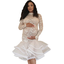 Load image into Gallery viewer, Round Neck Elastic Lace Long Sleeve Stitching Organza
