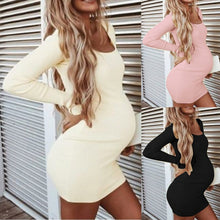 Load image into Gallery viewer, Maternity Winter Dresses Women Pregnant O-Neck Long
