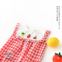 Load image into Gallery viewer, Baby plaid lace sleeves baby triangle romper baby kite clothes
