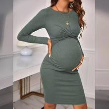 Load image into Gallery viewer, Women&#39;s Round Neck Long Sleeve Knitted Dress For Pregnant Women
