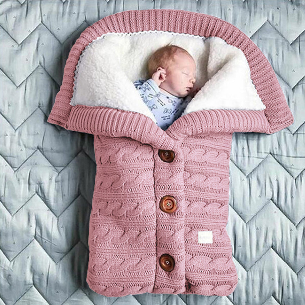 Baby Hooded Swaddle Knit Wrap Blanket Warm Pram