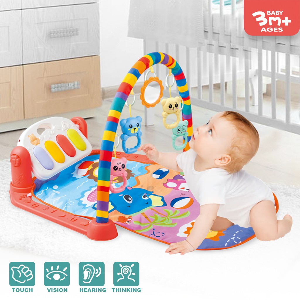 Baby Game Pad Music Pedal Piano Music Fitness Rack Crawling Mat With Hanging Toy